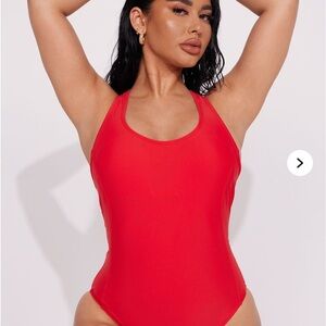 Red Favorite Summer Racerback One-Piece Swimsuit